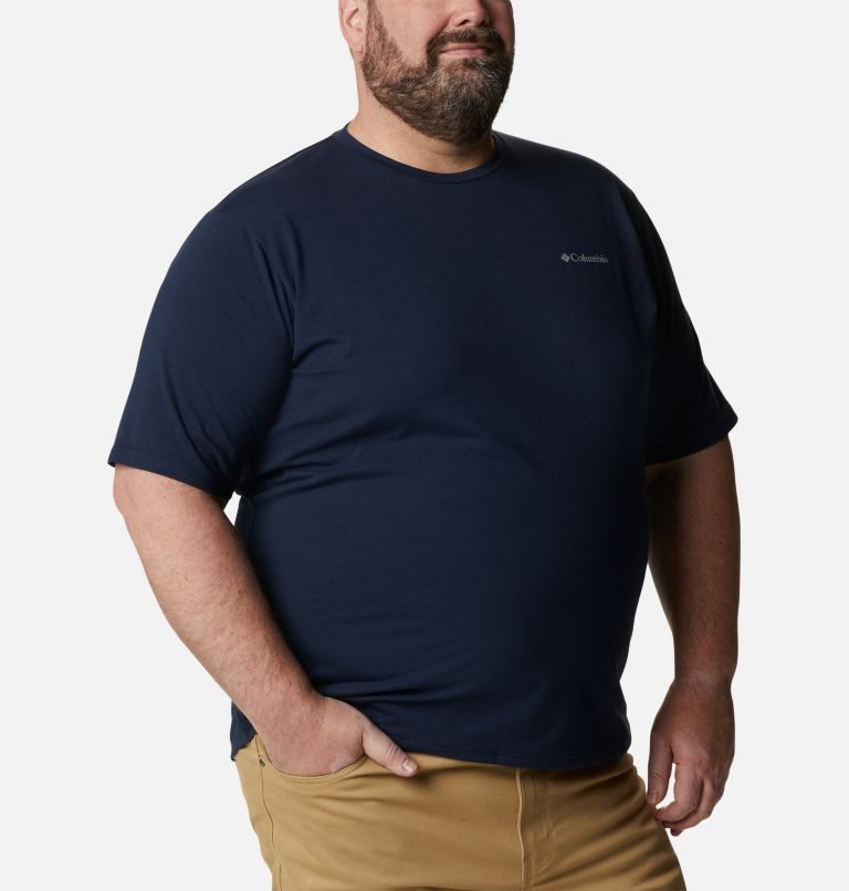 Men's Columbia Sun Trek Short Sleeve T Shirts Navy | Plus Size CA-G5L46